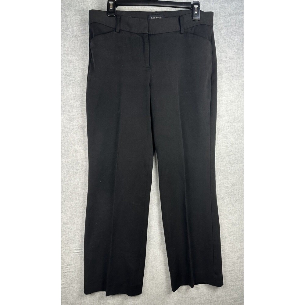 Talbots Petites Womens Black Curvy Pants Slacks Mid Rise Slash Pockets Size 10P